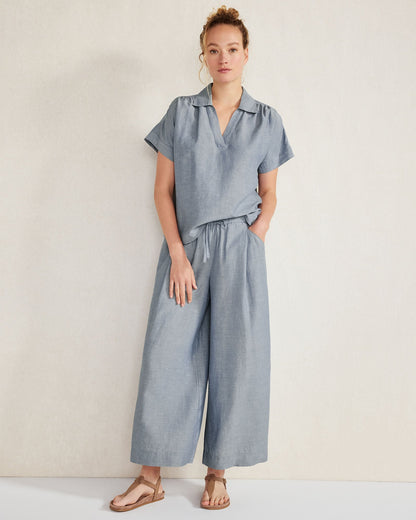 LINEN BLEND COLLARED SHIRT