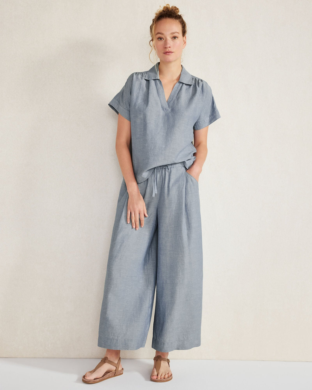 LINEN BLEND COLLARED SHIRT