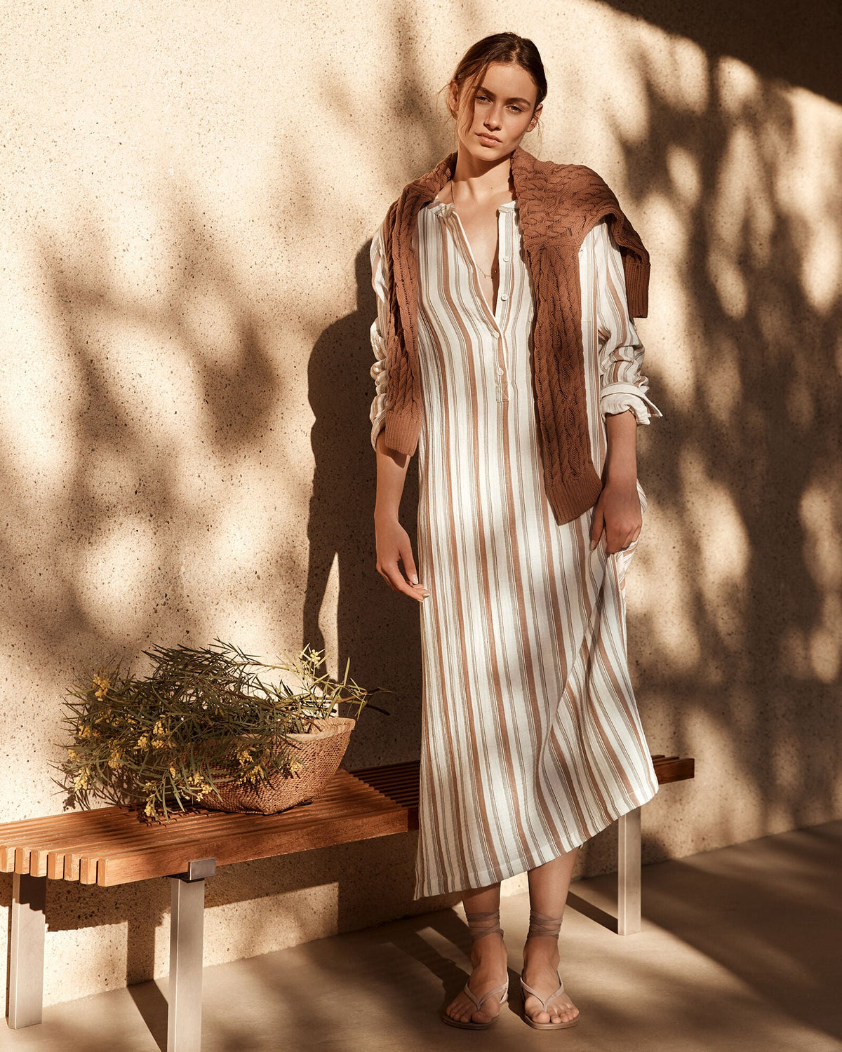ORGANIC COTTON GAUZE STRIPED DRESS