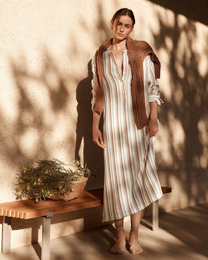 ORGANIC COTTON GAUZE STRIPED DRESS