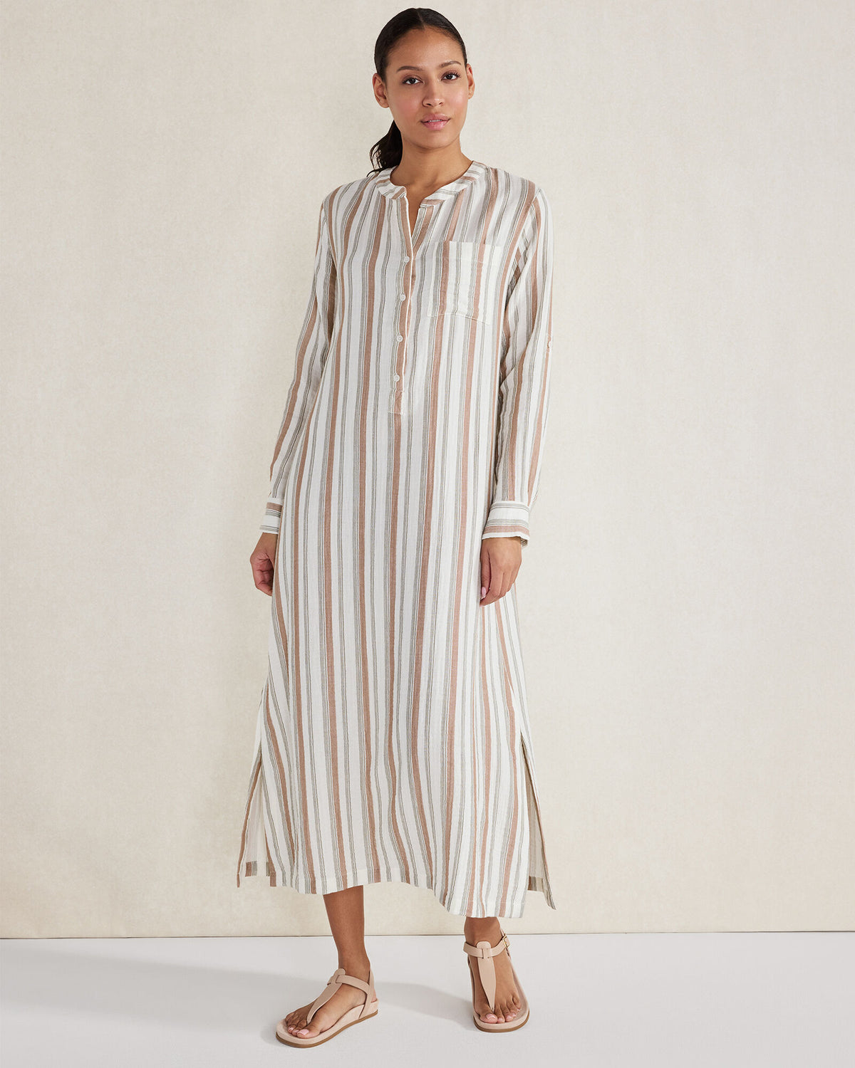 ORGANIC COTTON GAUZE STRIPED DRESS