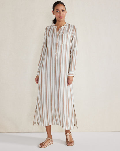 ORGANIC COTTON GAUZE STRIPED DRESS
