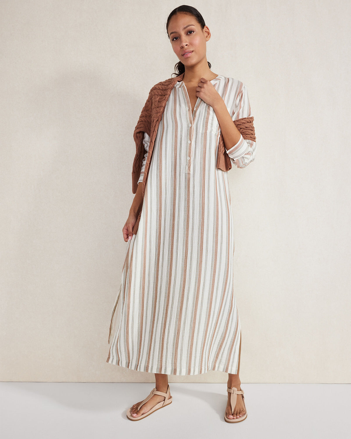 ORGANIC COTTON GAUZE STRIPED DRESS