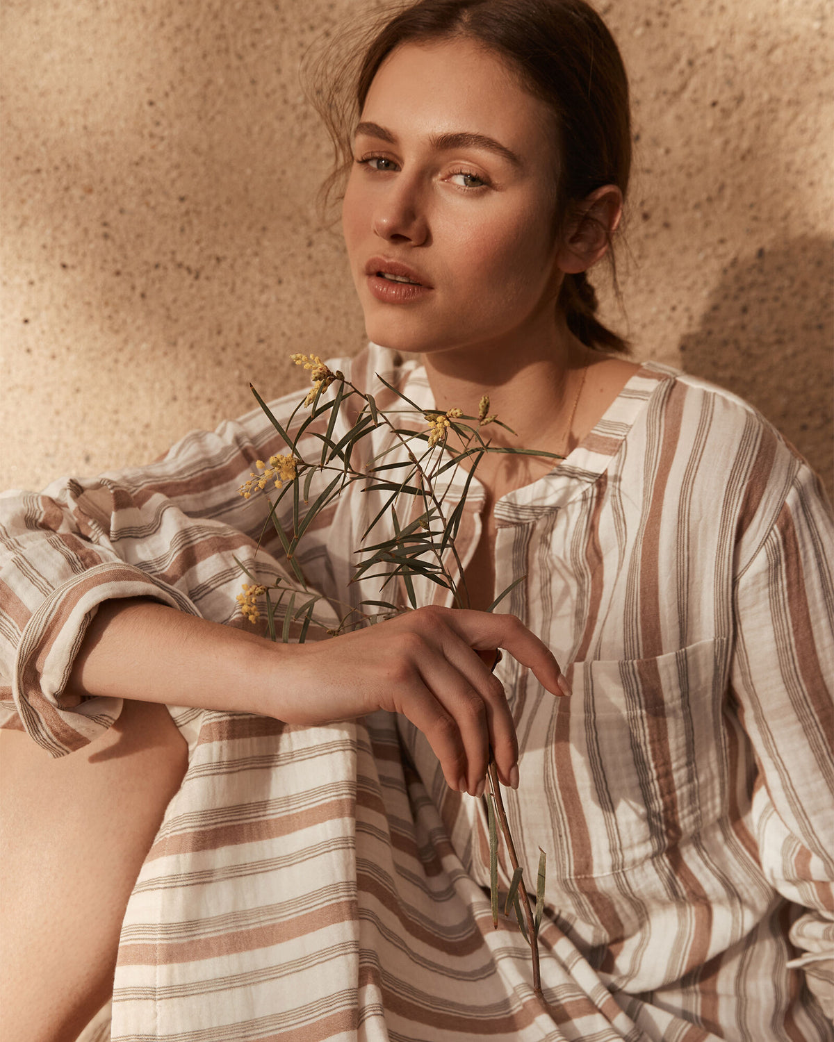 ORGANIC COTTON GAUZE STRIPED DRESS