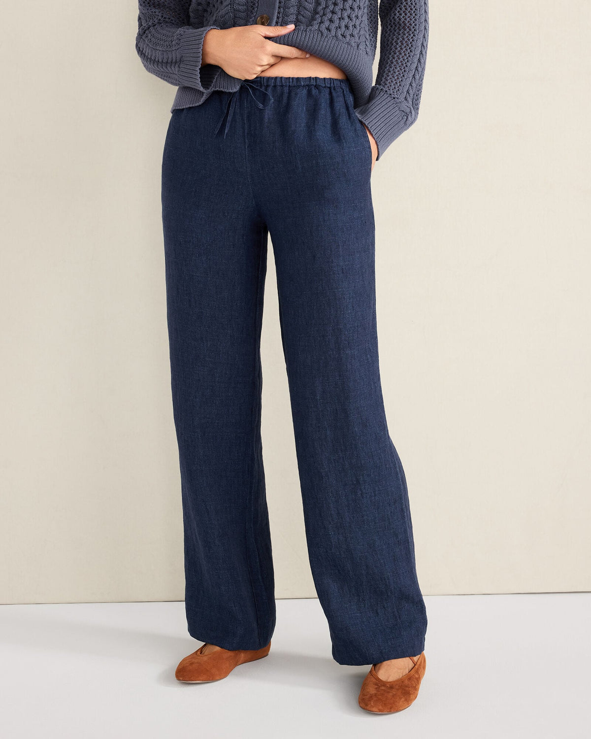 LINEN STRAIGHT LEG PANTS