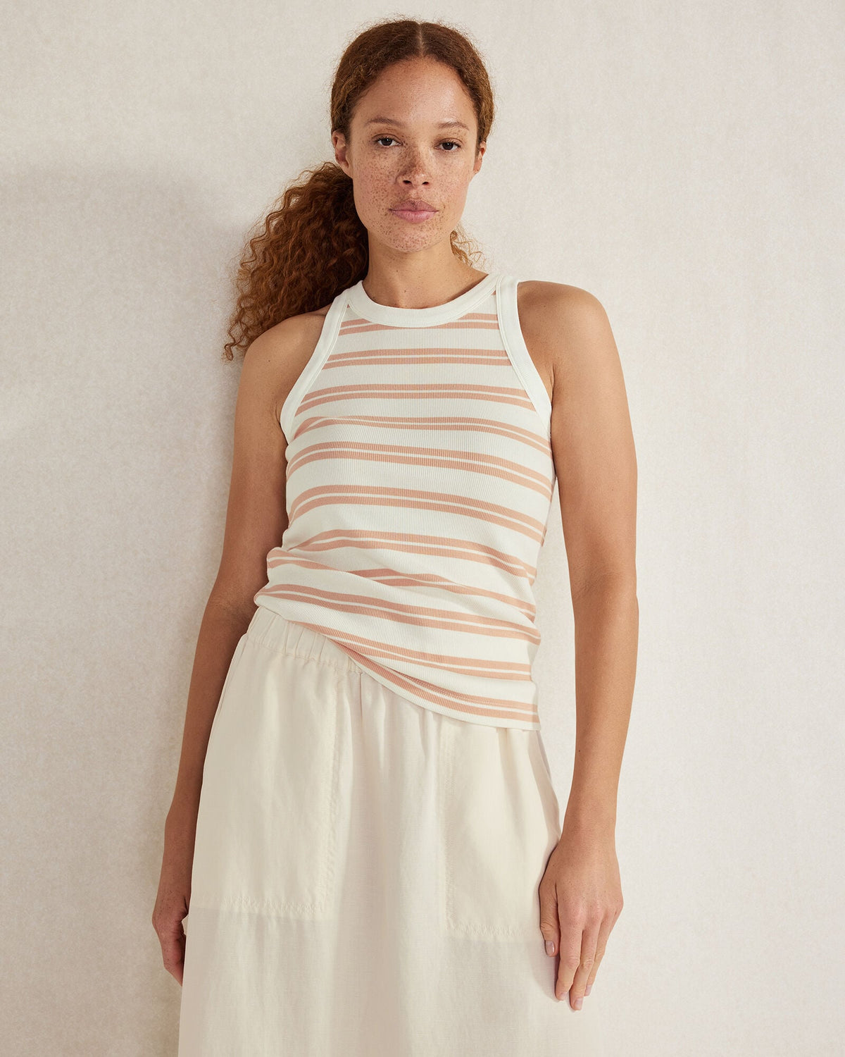 ORGANIC COTTON BOLD STRIPE RACERBACK TANK