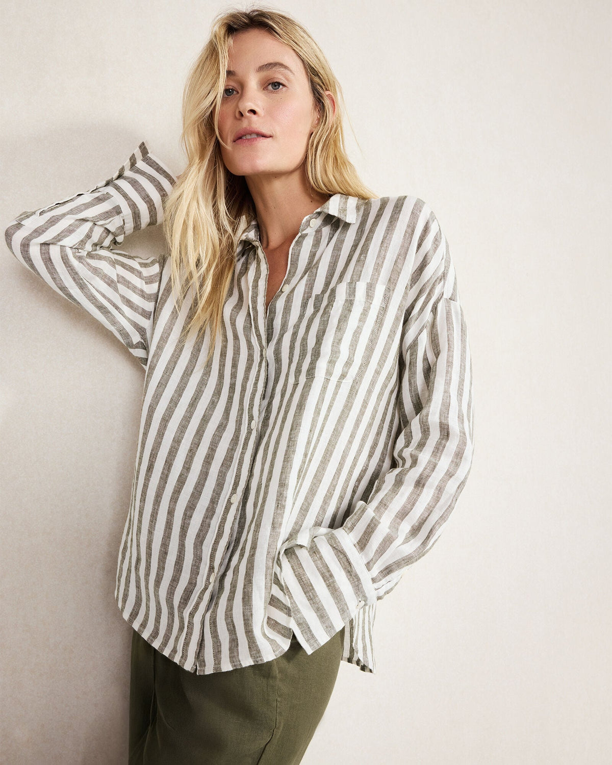 LINEN STRIPED BOXY SHIRT