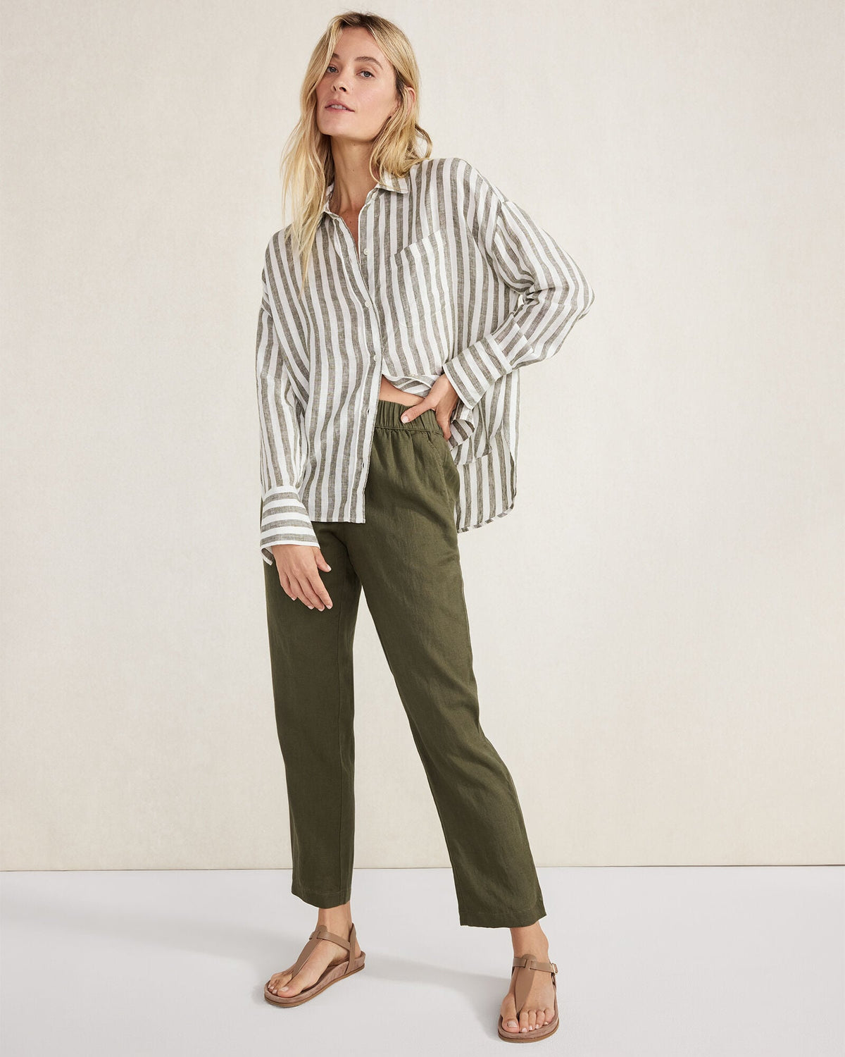 LINEN STRIPED BOXY SHIRT