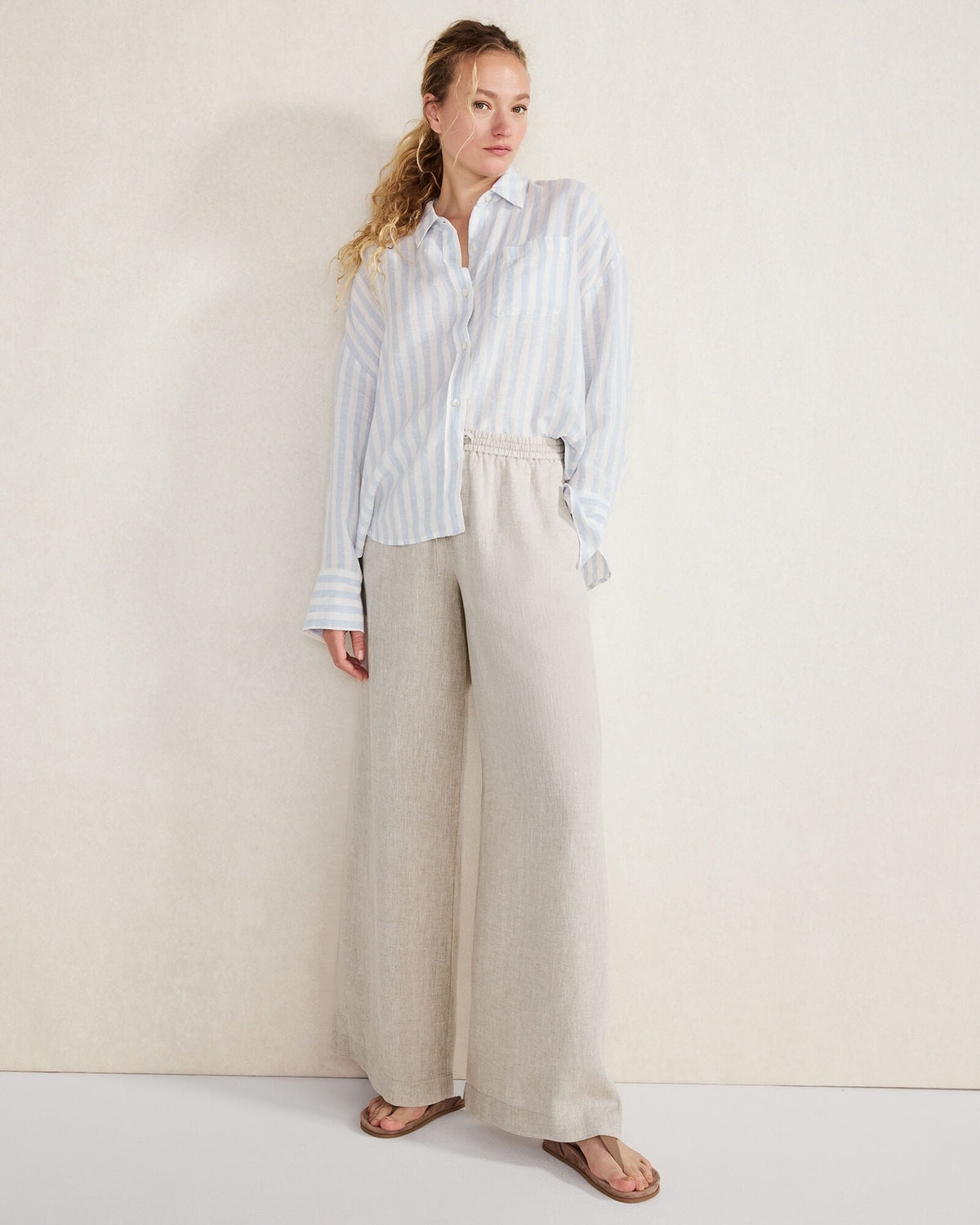 LINEN STRIPED BOXY SHIRT