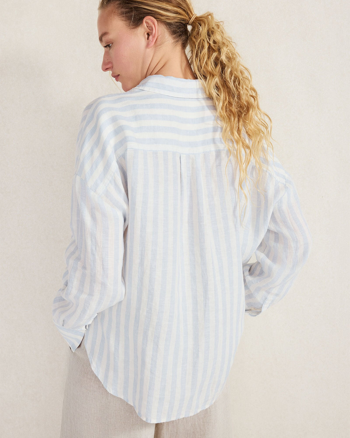 LINEN STRIPED BOXY SHIRT