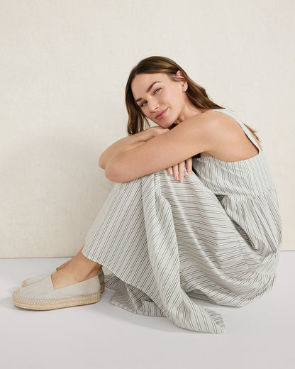 ORGANIC COTTON POPLIN STRIPED MIDI DRESS