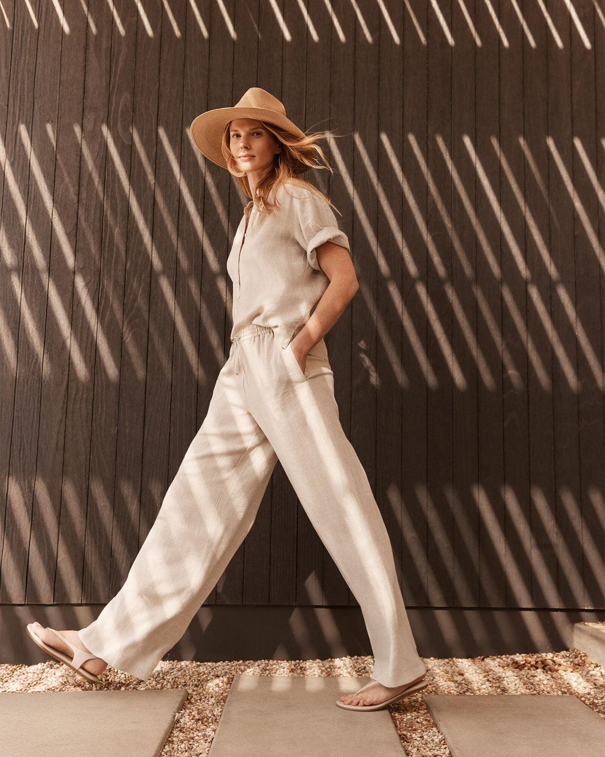 LINEN WIDE LEG PANTS