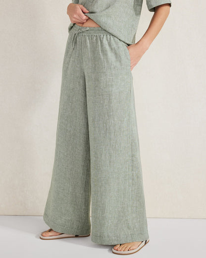 LINEN WIDE LEG PANTS
