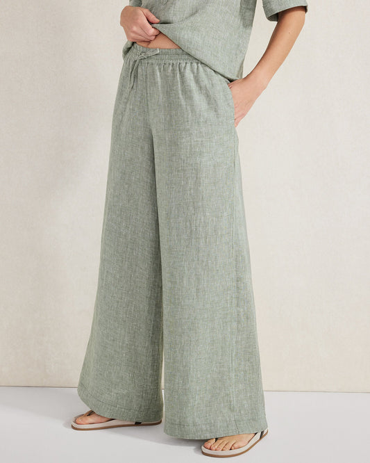 LINEN WIDE LEG PANTS