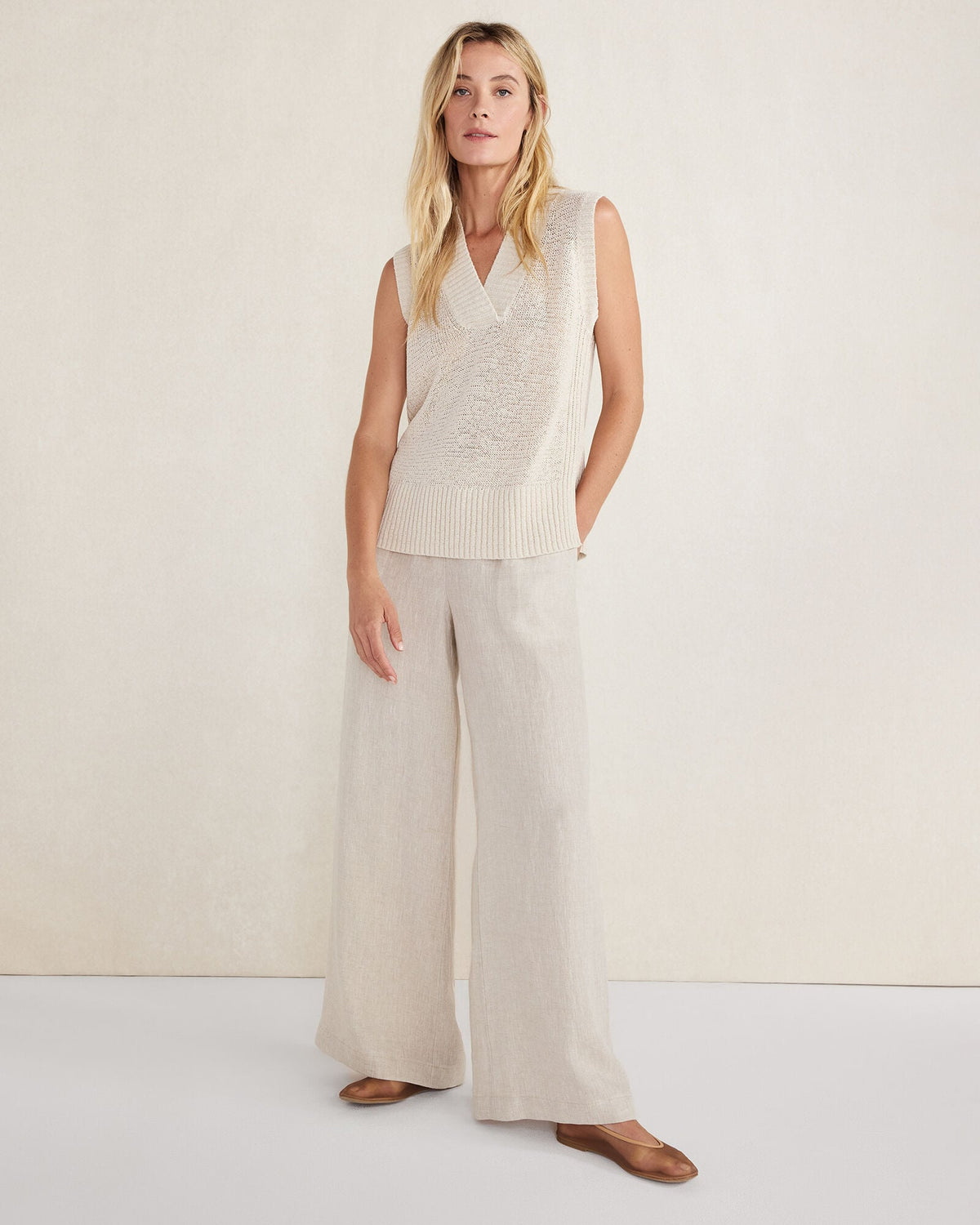LINEN WIDE LEG PANTS