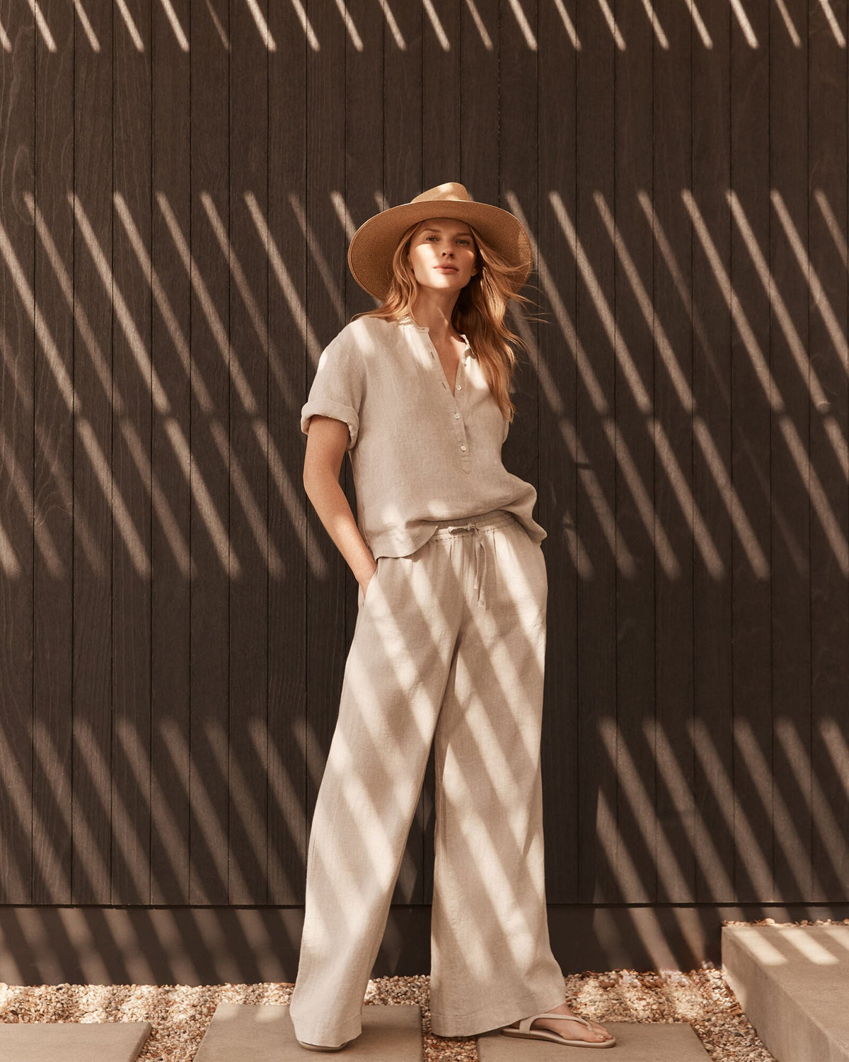 LINEN WIDE LEG PANTS