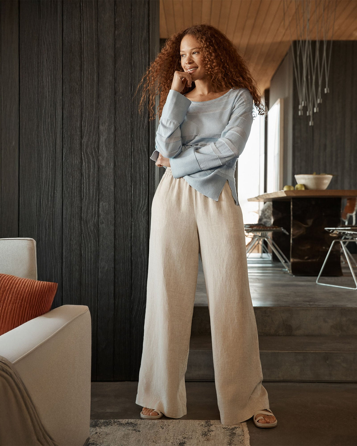 LINEN WIDE LEG PANTS