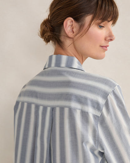 ORGANIC COTTON POPLIN MIXED STRIPE PAJAMA SHIRT