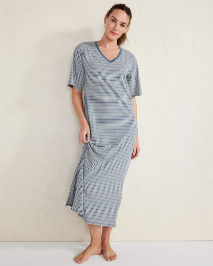 ORGANIC COTTON JERSEY TONAL STRIPE SLEEP DRESS