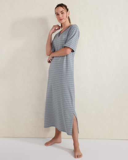 ORGANIC COTTON JERSEY TONAL STRIPE SLEEP DRESS