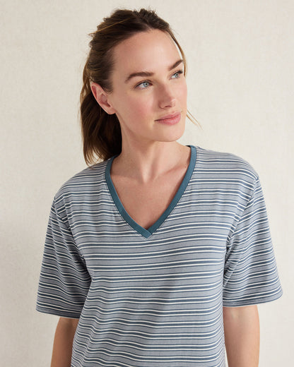 ORGANIC COTTON JERSEY TONAL STRIPE SLEEP DRESS