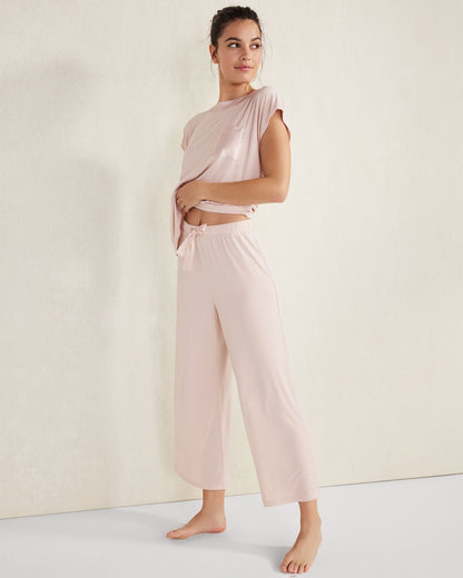 CALM & COOL CROPPED WIDE LEG SLEEP PANTS