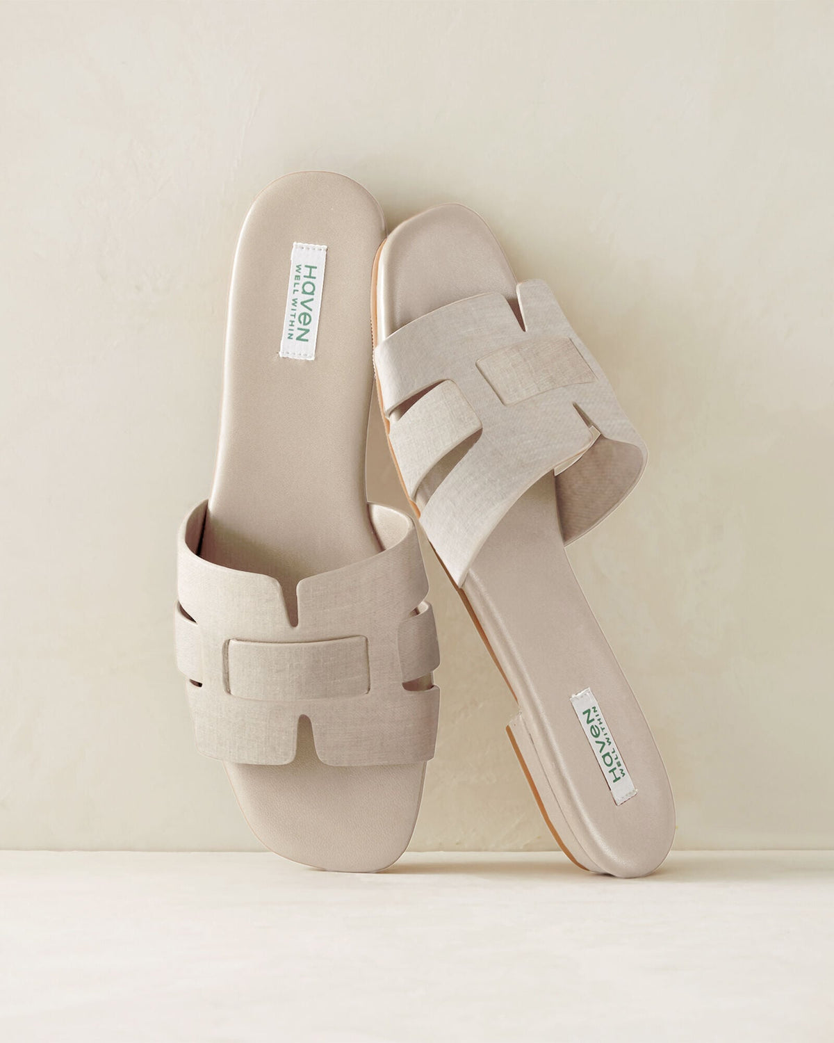 LINEN THREADED CUT-OUT SLIDES