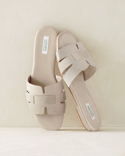LINEN THREADED CUT-OUT SLIDES