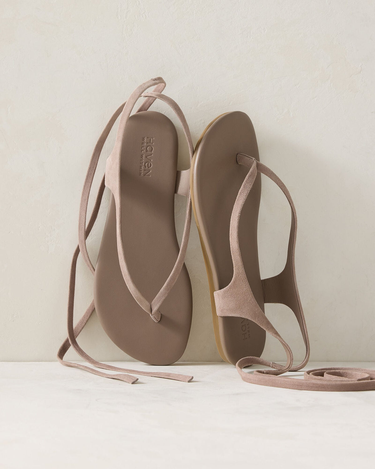 SUEDE WRAP-UP THONG SANDALS