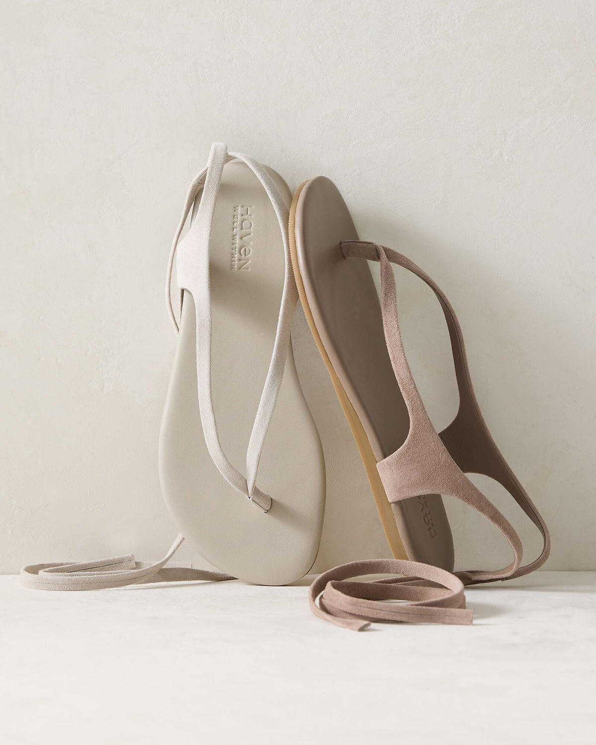 SUEDE WRAP-UP THONG SANDALS