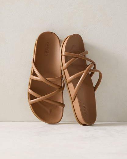 LEATHER STRAPPY SLIDES