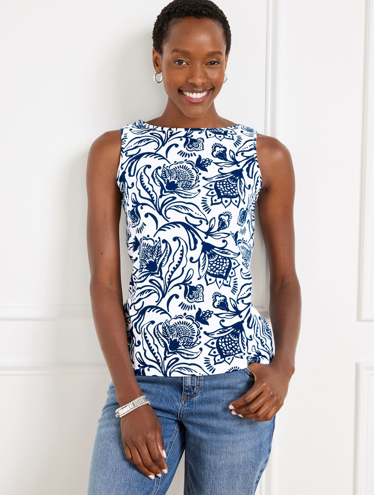 BATEAU NECK TANK - BICOLOR JACOBEAN