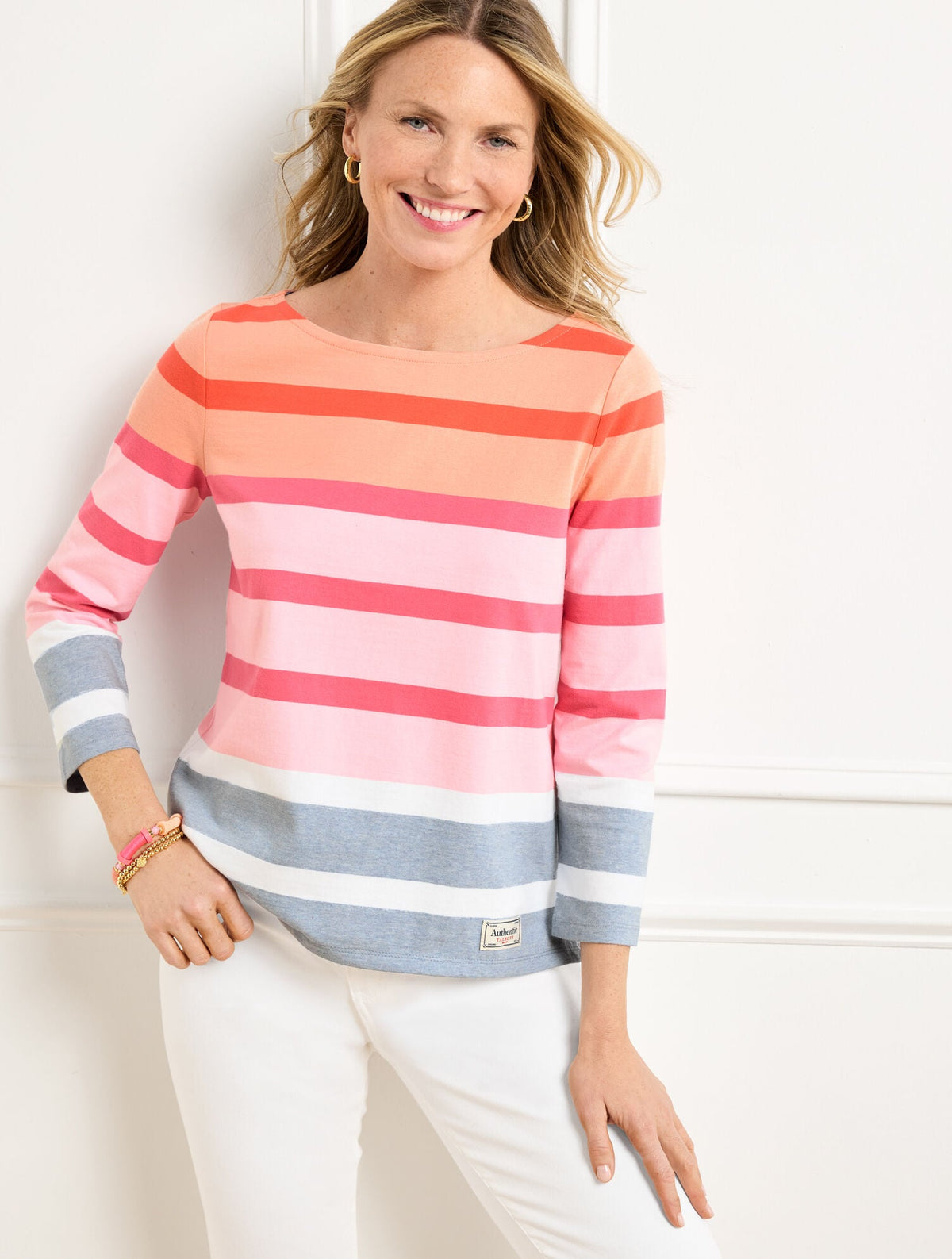 AUTHENTIC TALBOTS TEE - CELESTE STRIPE