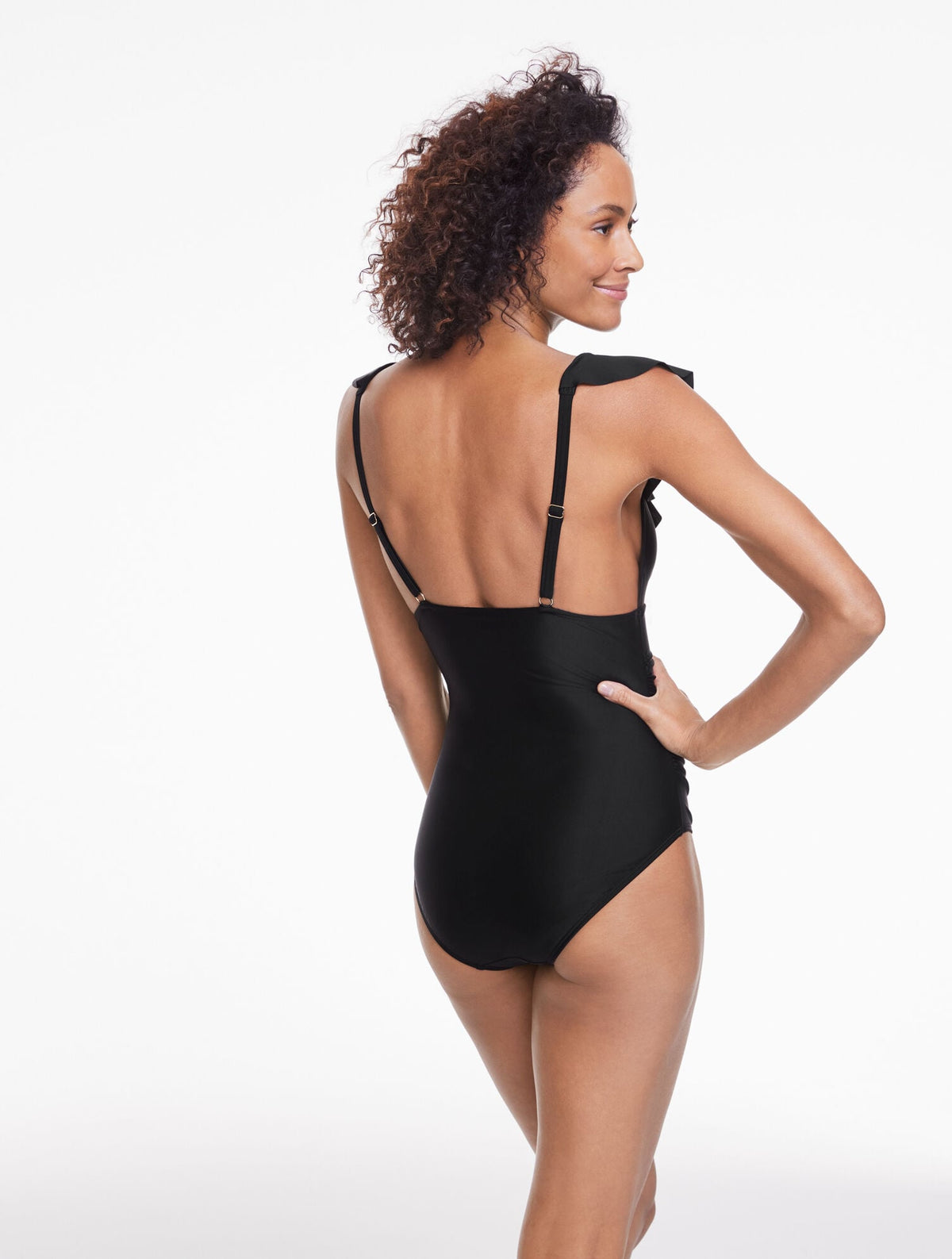 AQUA CLUB RUFFLE V-NECK ONE-PIECE SWIMSUIT