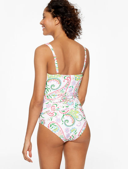 AQUA CLUB V-NECK TANKINI - ISLAND PAISLEY