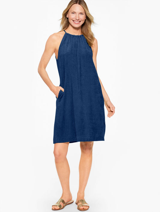 AQUA CLUB TERRY GATHERED DRESS COVER-UP