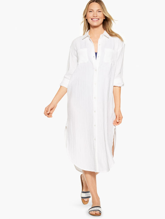 AQUA CLUB GAUZE LONG SHIRT COVER-UP