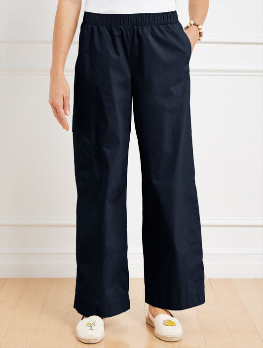 WIDE LEG CARGO POPLIN PANTS