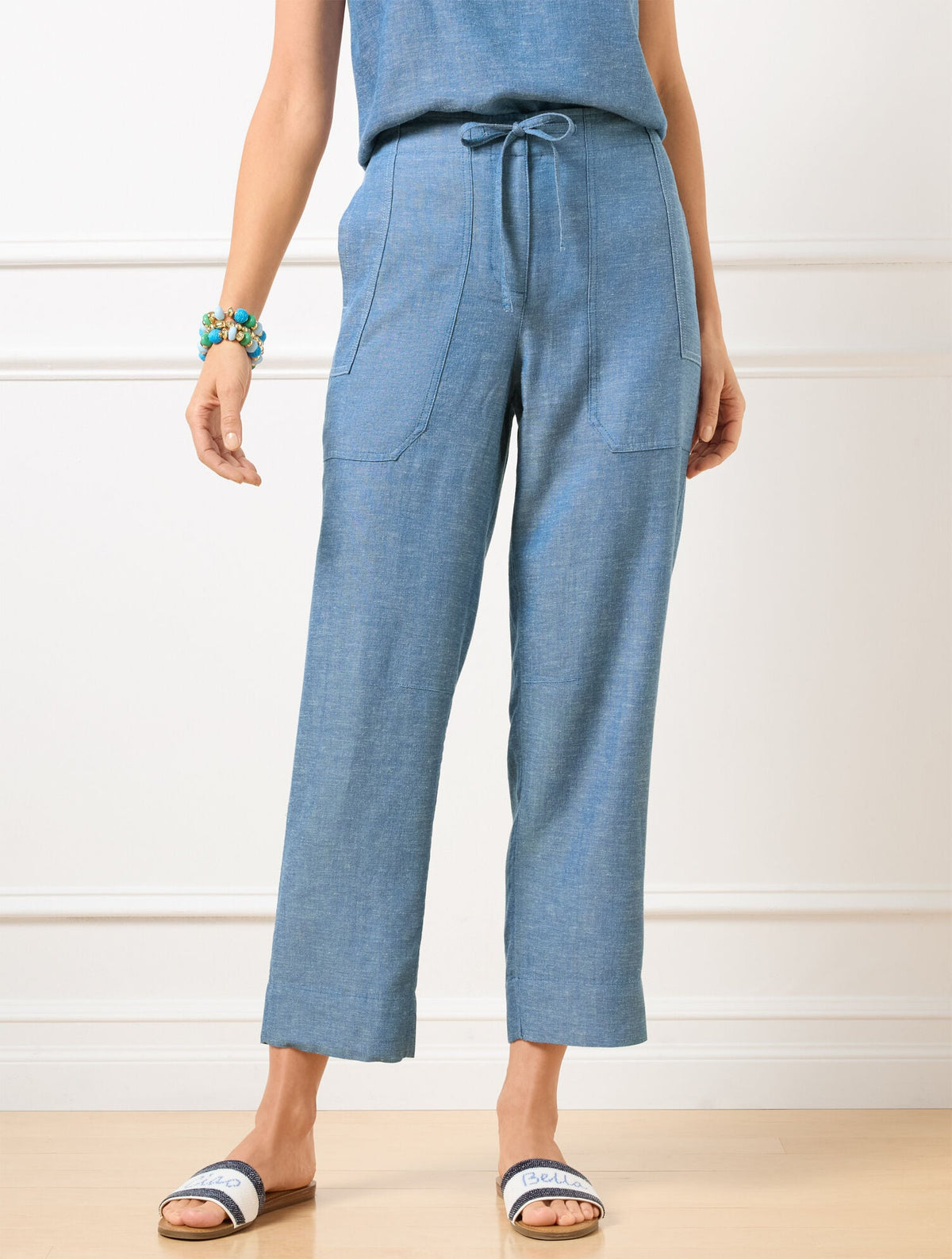 STRAIGHT CROP DRAWSTRING PANTS
