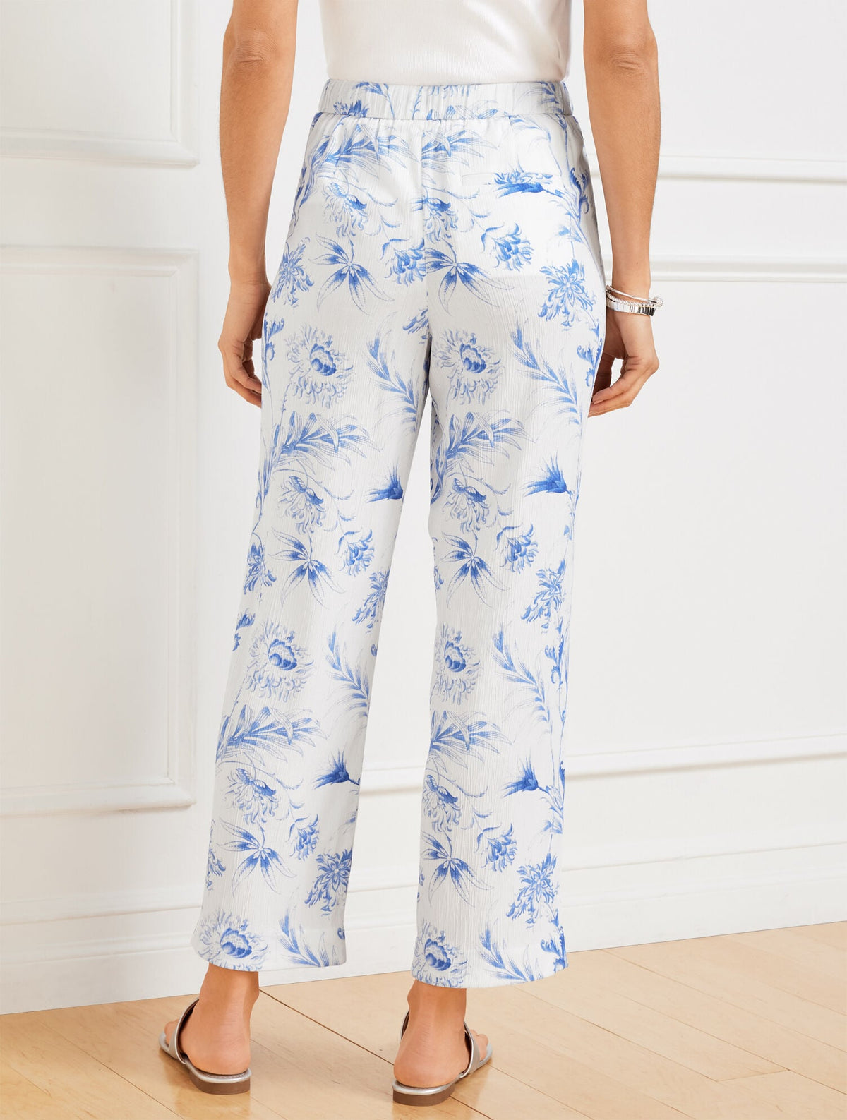STRAIGHT ANKLE PANTS - OCEAN FLORA