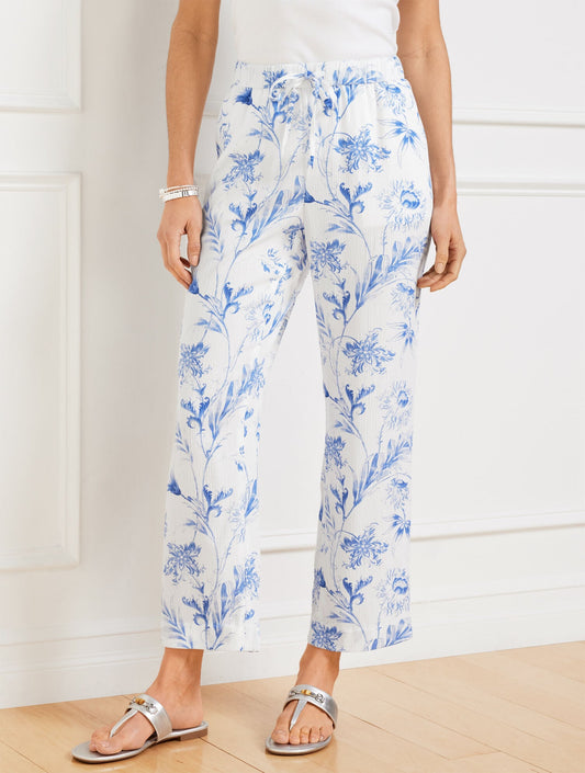 STRAIGHT ANKLE PANTS - OCEAN FLORA