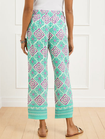 STRAIGHT ANKLE PULL-ON PANTS - MONACO TILES