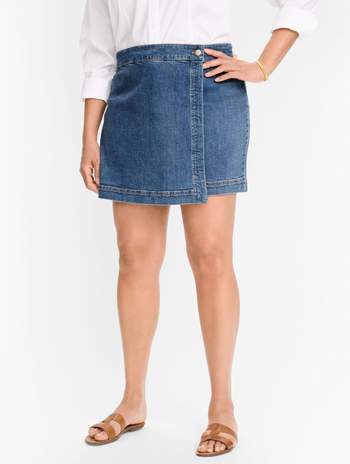 PLUS EXCLUSIVE SUMMERWEIGHT DENIM SKORT - ALESSIA WASH