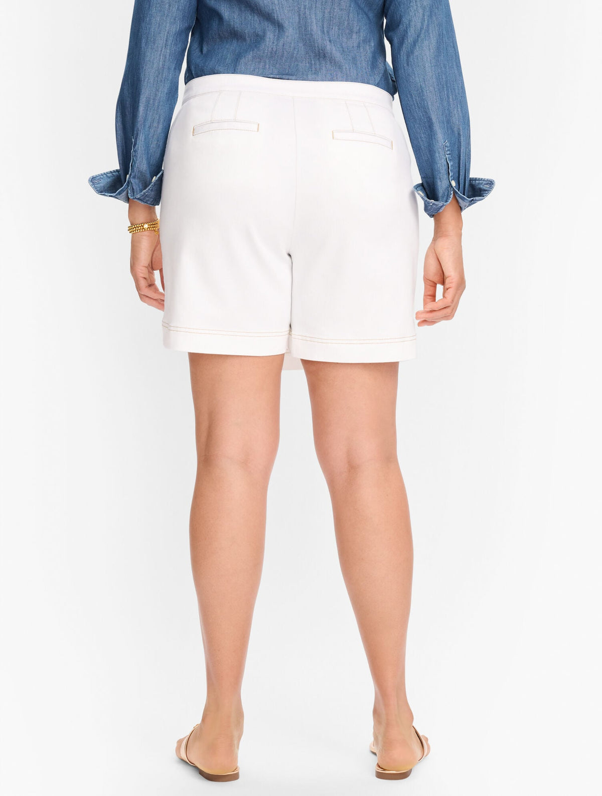 PLUS EXCLUSIVE SUMMERWEIGHT DENIM SKORT - WHITE