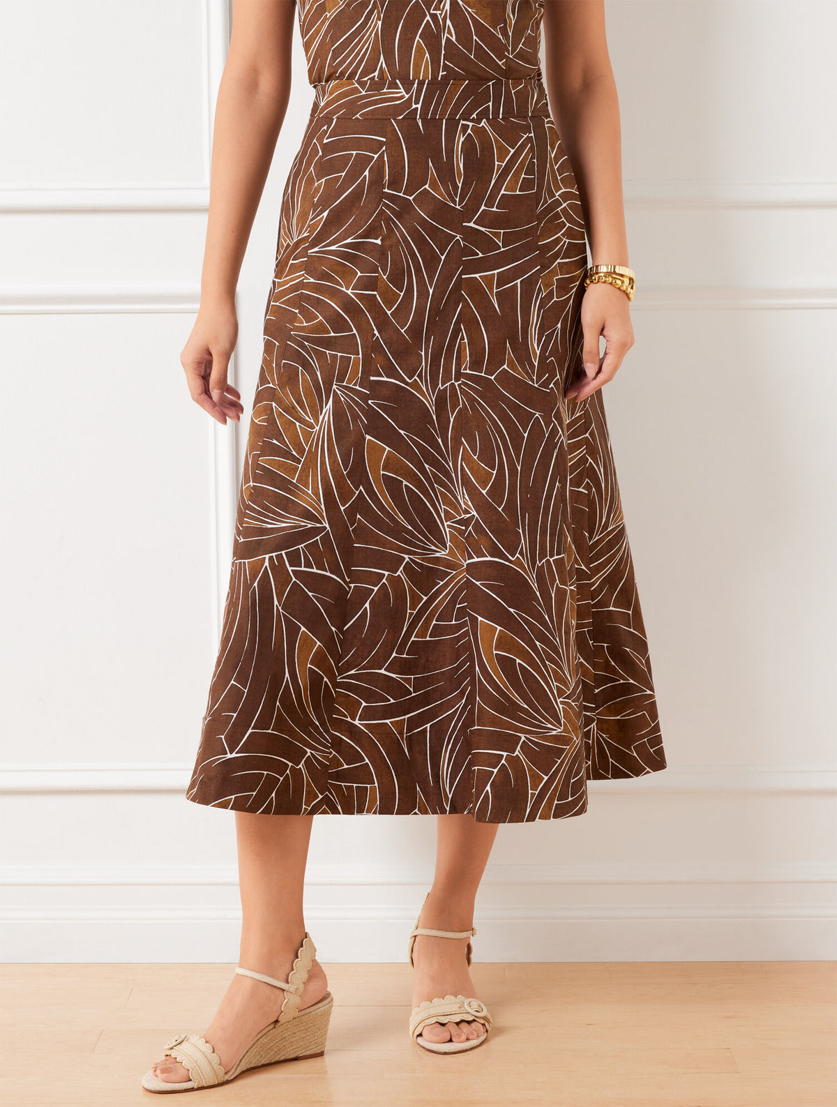 MODERN POPLIN SEAMED MIDI SKIRT - LIVELY LINES