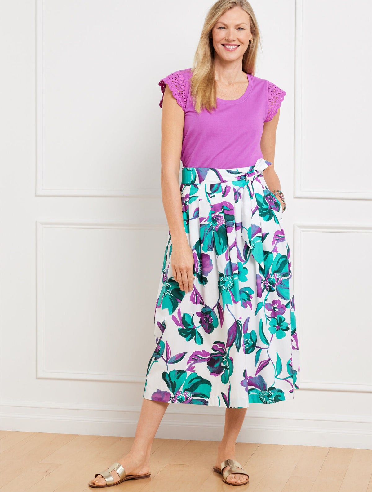 PIPER PLEATED SKIRT - PAINTED BLOOMS