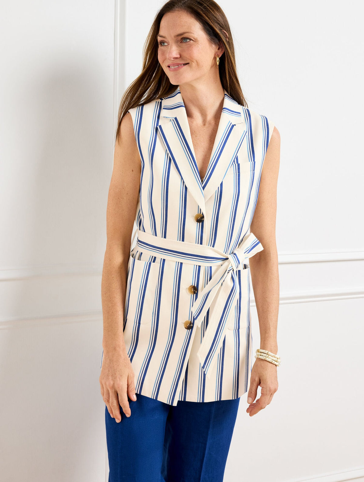 BELTED VEST - BEACH STRIPE