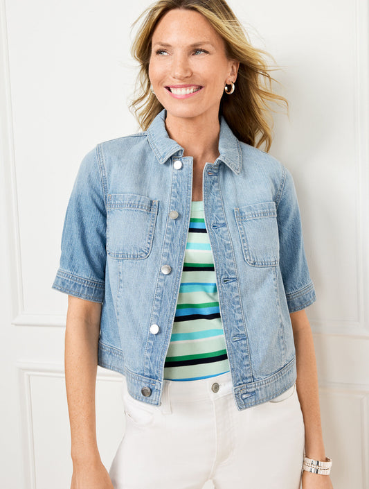 SHORT SLEEVE JEAN JACKET - MEGHAN WASH