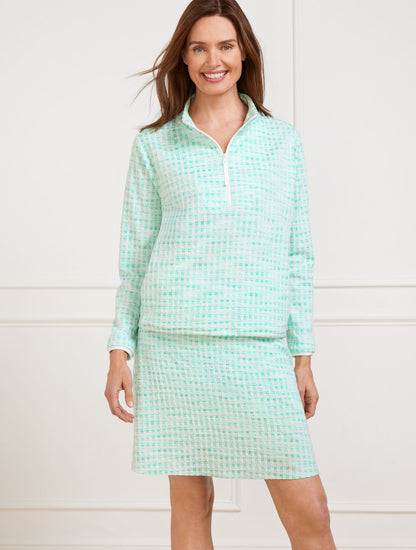 BUNGEE HEM HALF-ZIP SWEATSHIRT - PICNIC PLAID
