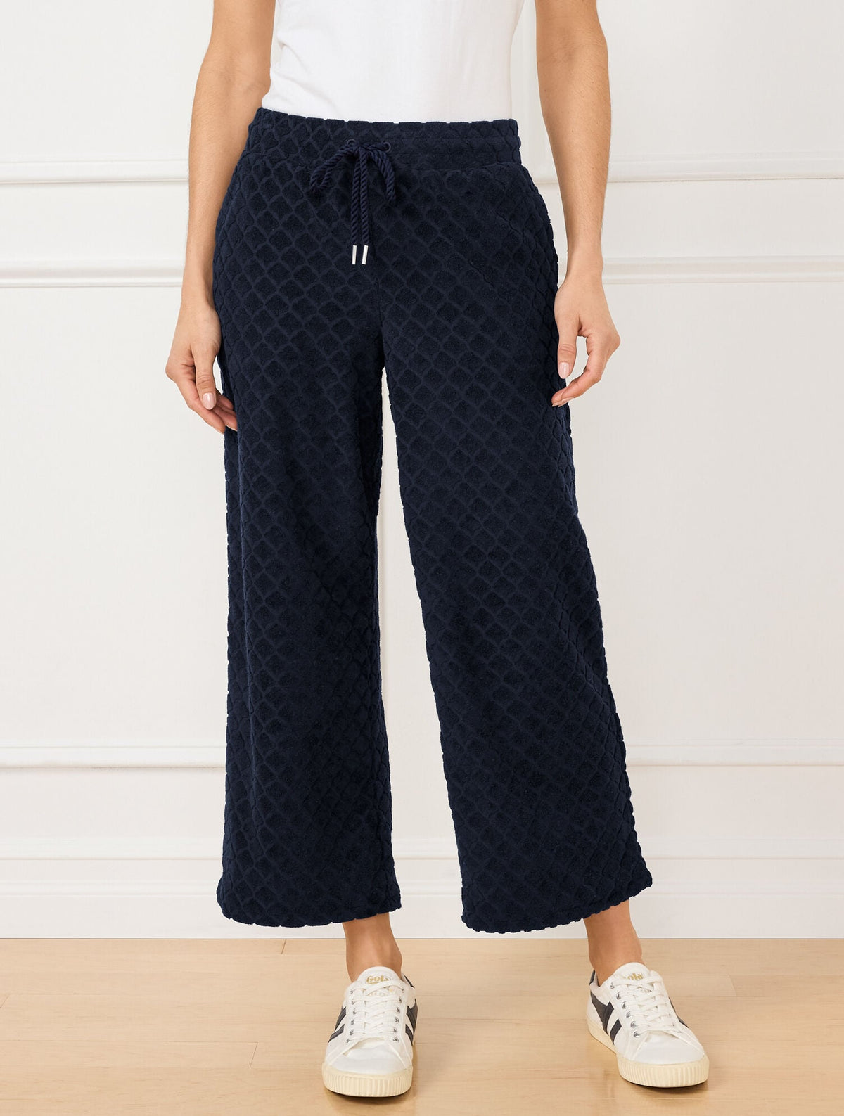 WIDE LEG TOWEL TERRY PANTS - SEASHELL